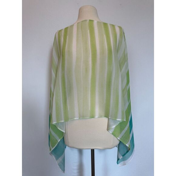 Chicos Blue and Green Poncho One Size - Picture 5 of 6